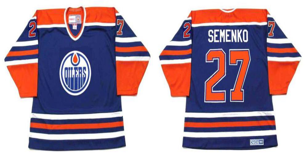 2019 Men Edmonton Oilers 27 Semenko Blue CCM NHL jerseys